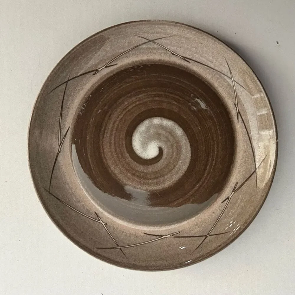 Santa Anita Ware Vreni Brown Swirl Mid Century Bread Plates Set of 4